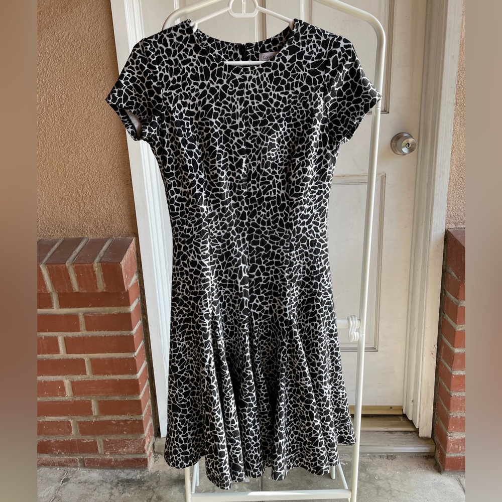Calvin Klein Black and White Fit and Flare Midi Dress